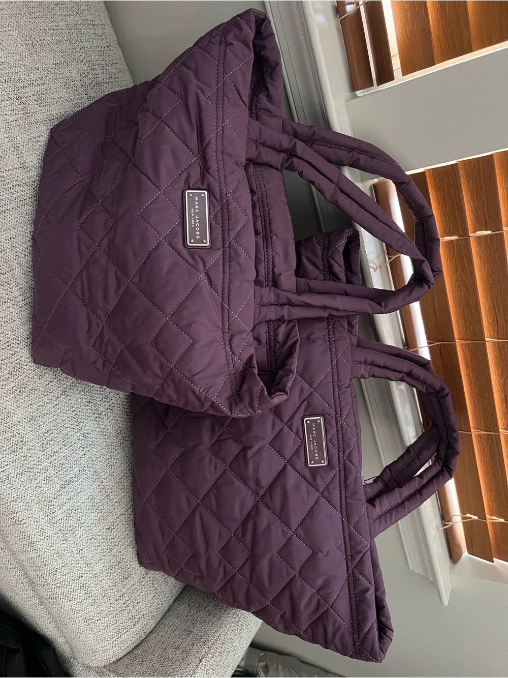 Marc Jacobs Quilted Tote Set - Deep Plum